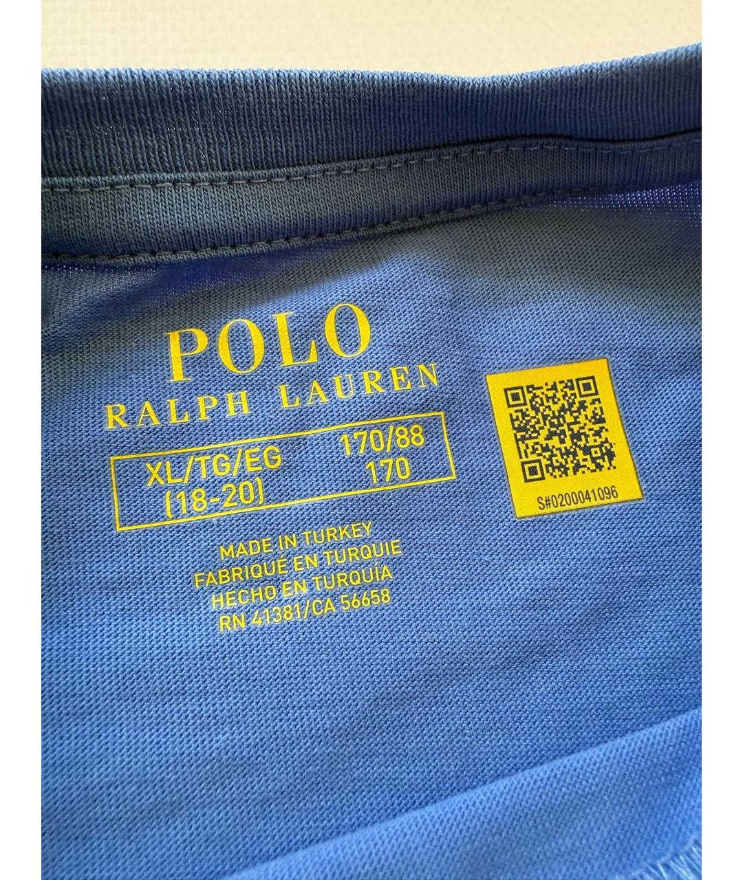 POLO RALPH LAUREN Синяя хлопковая футболка, фото 3