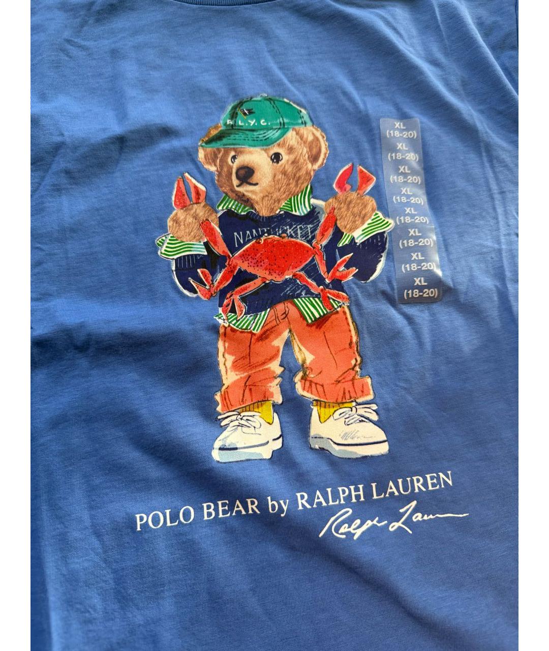 POLO RALPH LAUREN Синяя хлопковая футболка, фото 2