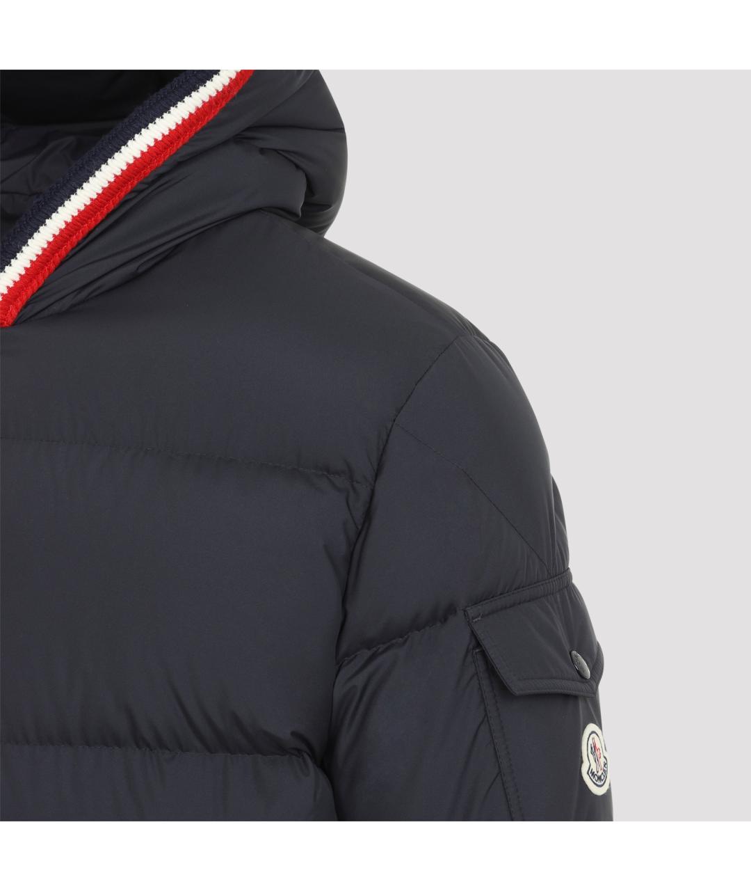 MONCLER Темно-синий полиэстеровый пуховик, фото 5