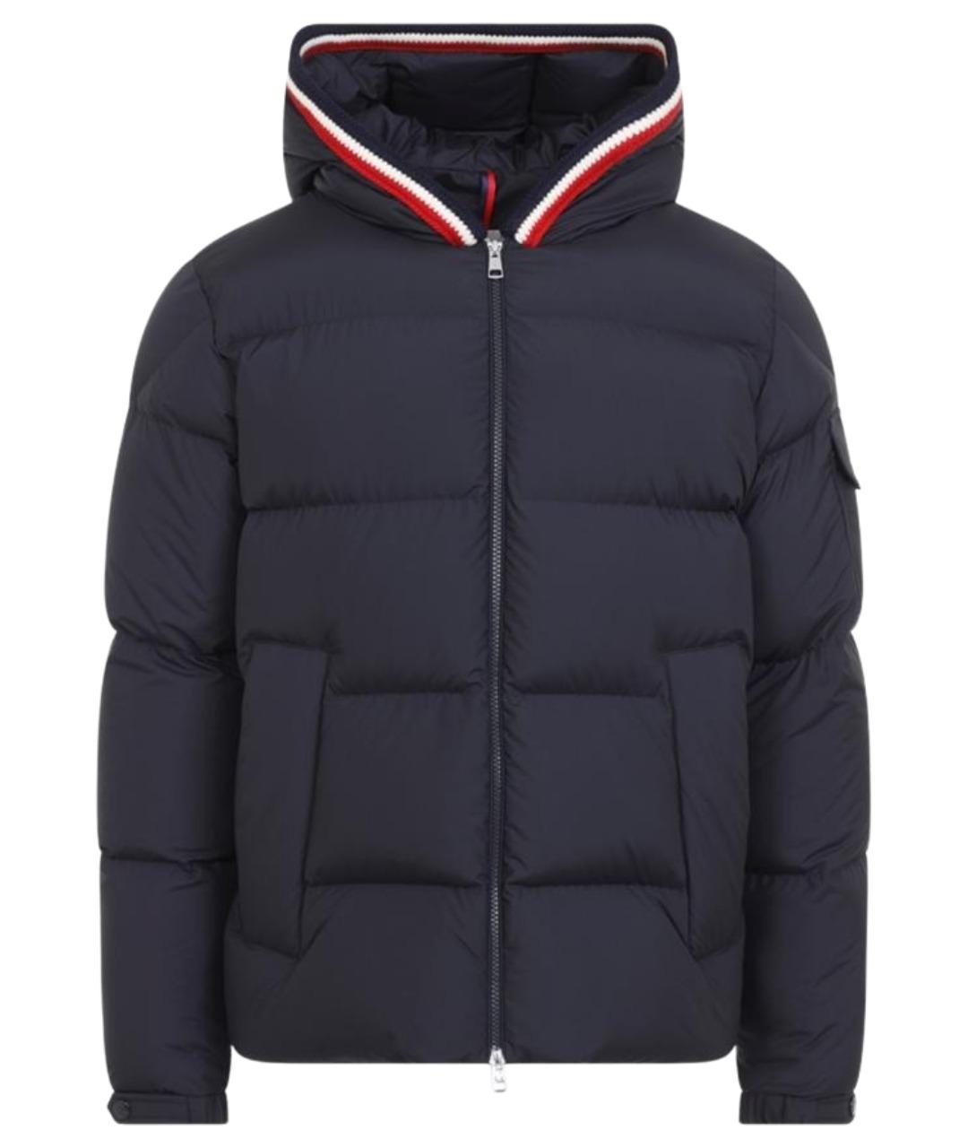 MONCLER Темно-синий полиэстеровый пуховик, фото 1