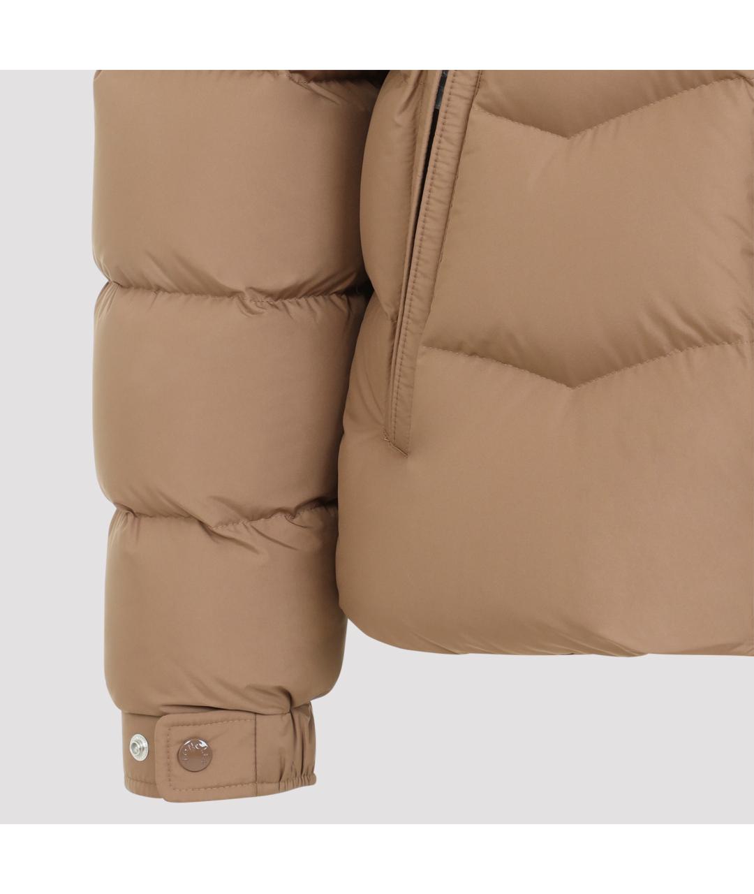 MONCLER Бежевый полиэстеровый пуховик, фото 4