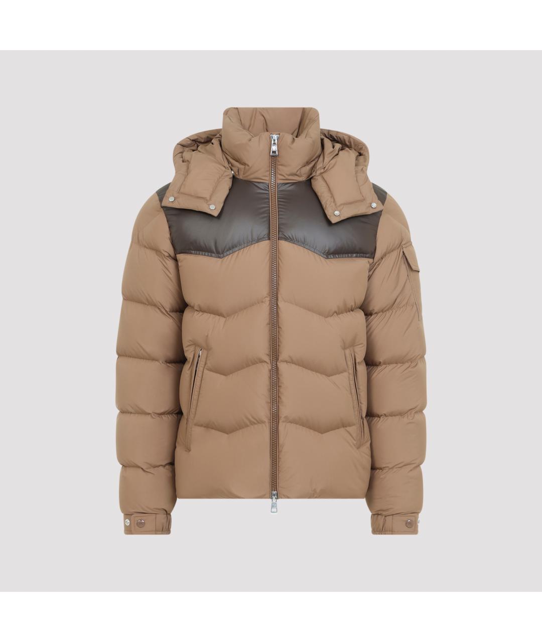 MONCLER Бежевый полиэстеровый пуховик, фото 2