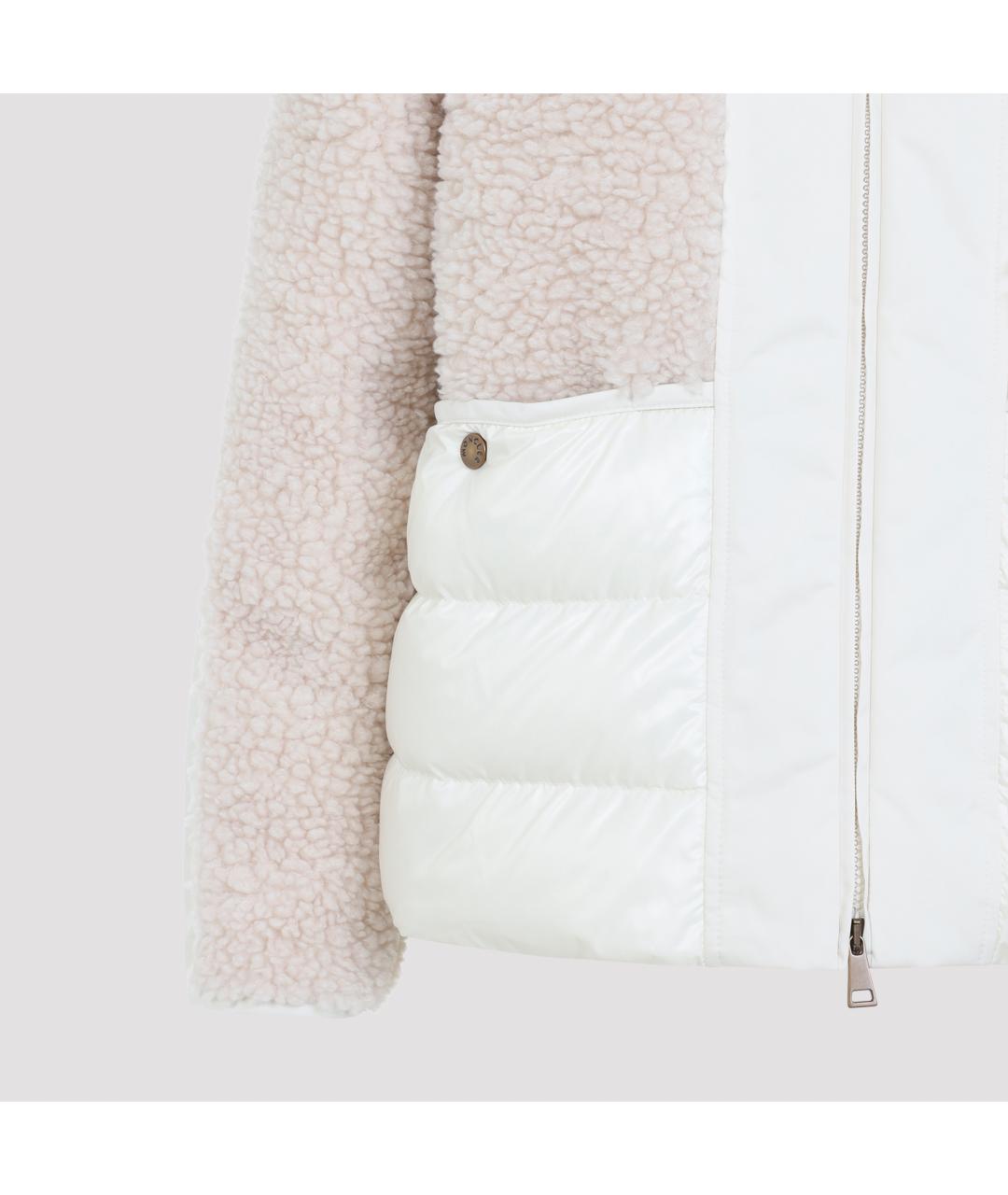 MONCLER Бежевый полиэстеровый пуховик, фото 4
