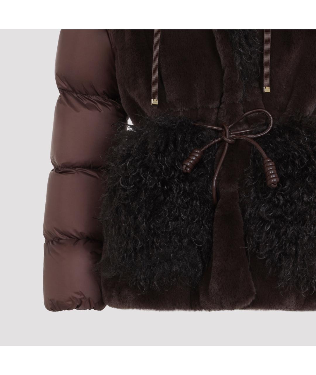 MONCLER Коричневый полиэстеровый пуховик, фото 5