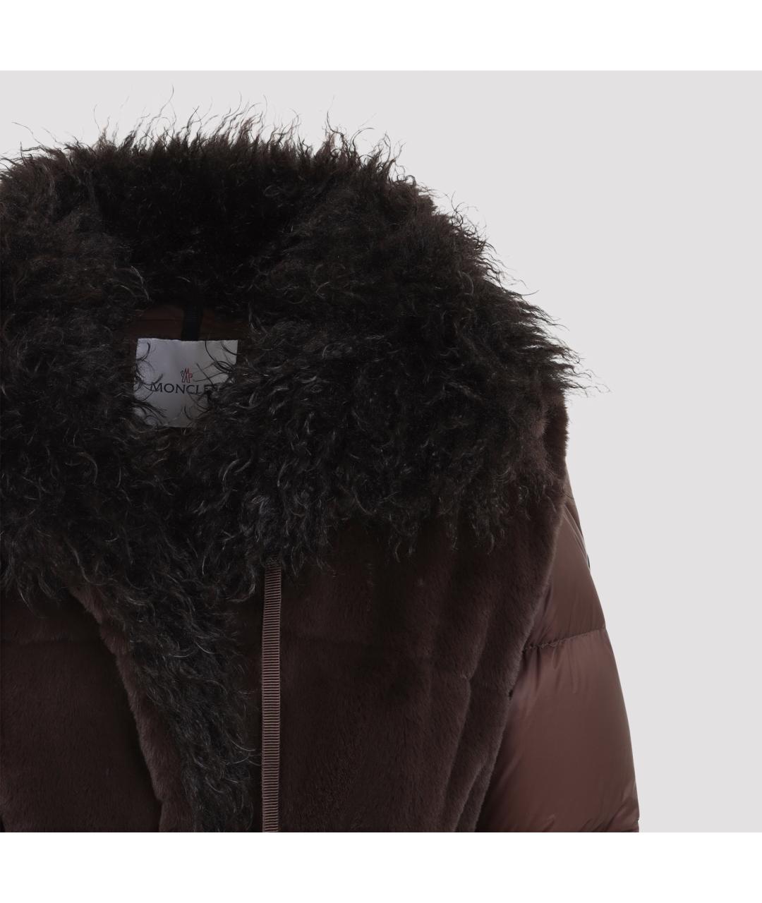 MONCLER Коричневый полиэстеровый пуховик, фото 6