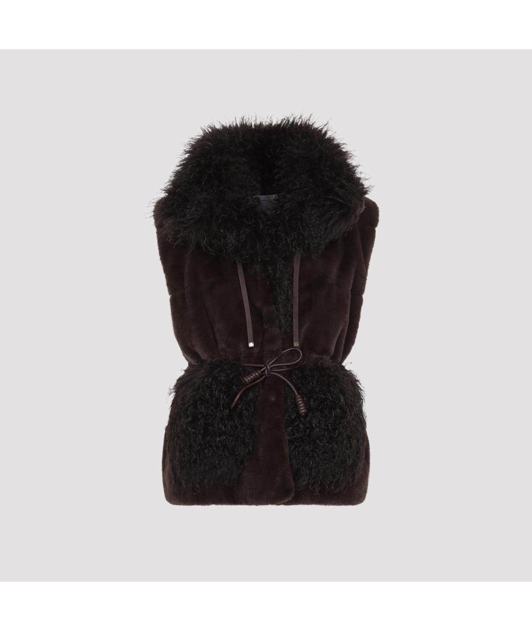 MONCLER Коричневый полиэстеровый пуховик, фото 4