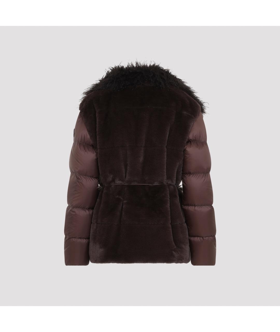 MONCLER Коричневый полиэстеровый пуховик, фото 3