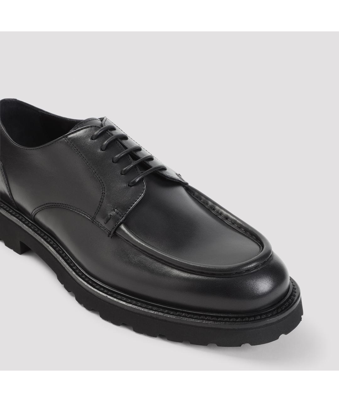 CANALI Черные кожаные низкие ботинки, фото 4