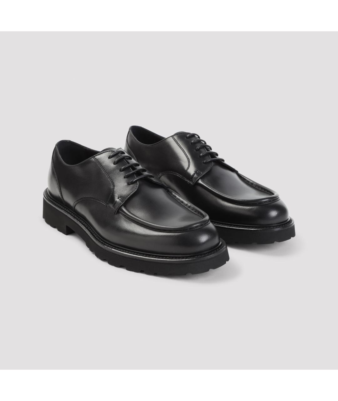 CANALI Черные кожаные низкие ботинки, фото 3