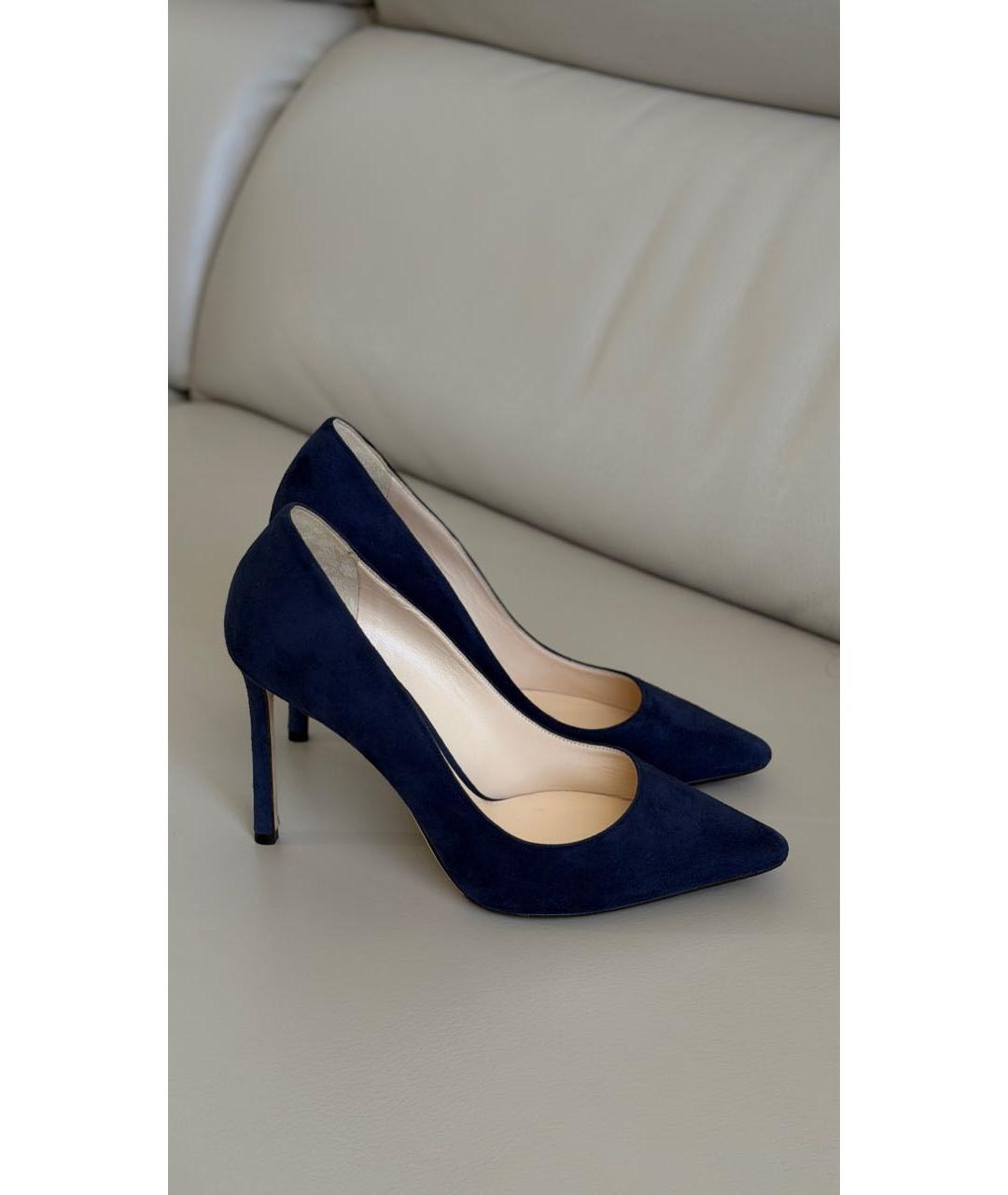 JIMMY CHOO Темно-синие замшевые туфли, фото 7