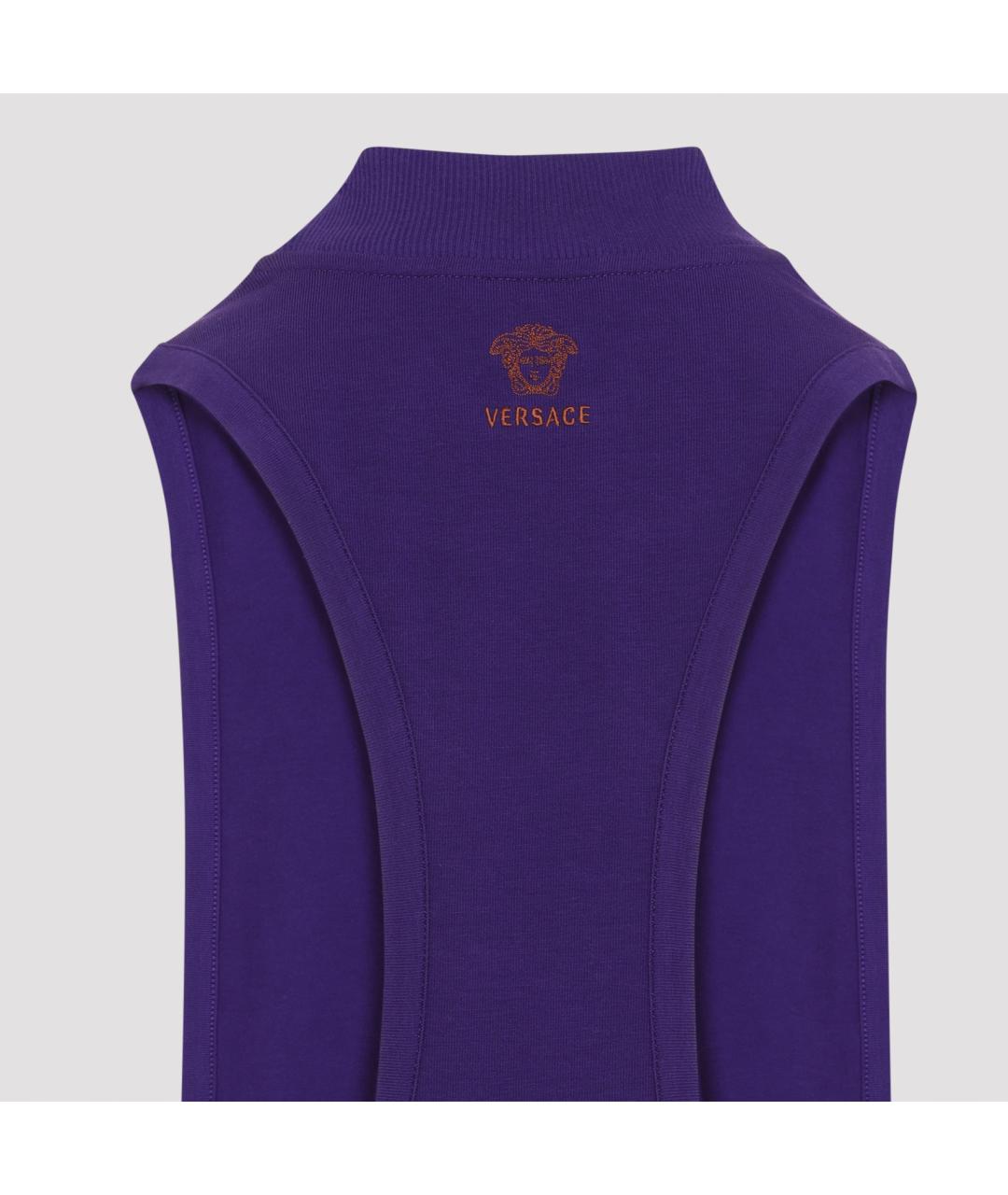 VERSACE Фиолетовая хлопко-эластановая майка, фото 3