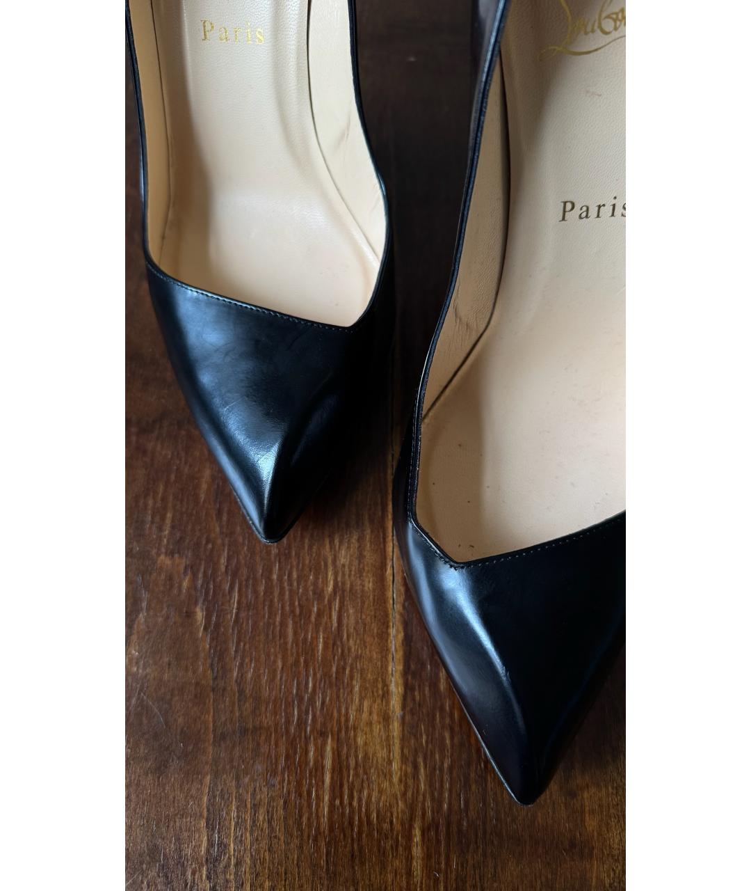 CHRISTIAN LOUBOUTIN Черные кожаные туфли, фото 3