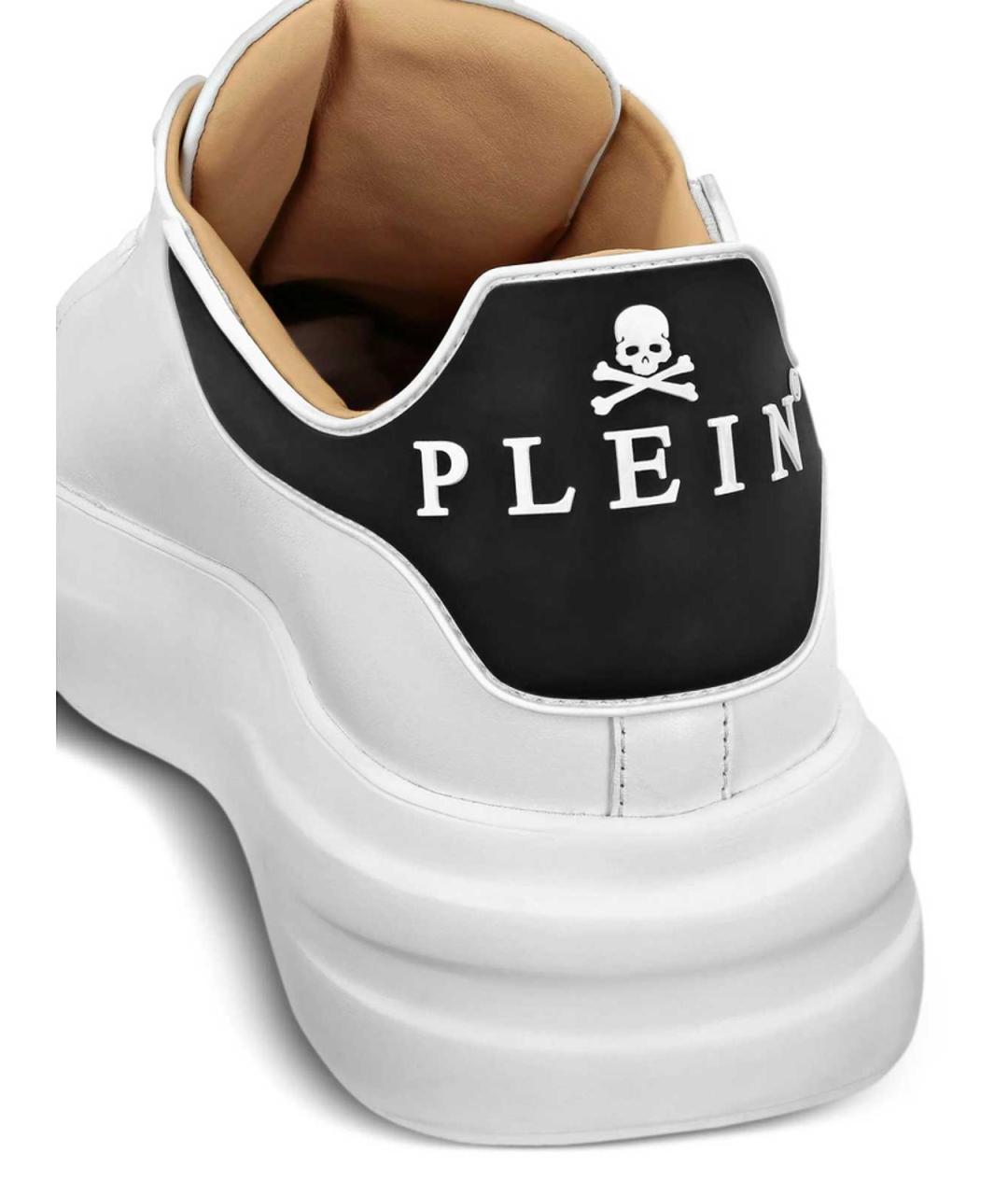 PHILIPP PLEIN Белые кожаные низкие кроссовки / кеды, фото 4