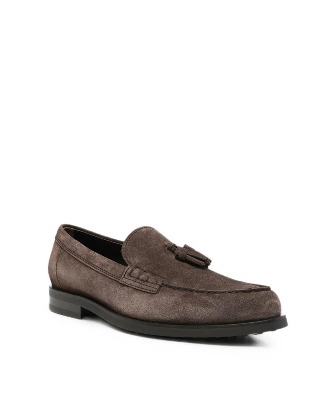 TOD'S Коричневые замшевые лоферы, фото 4