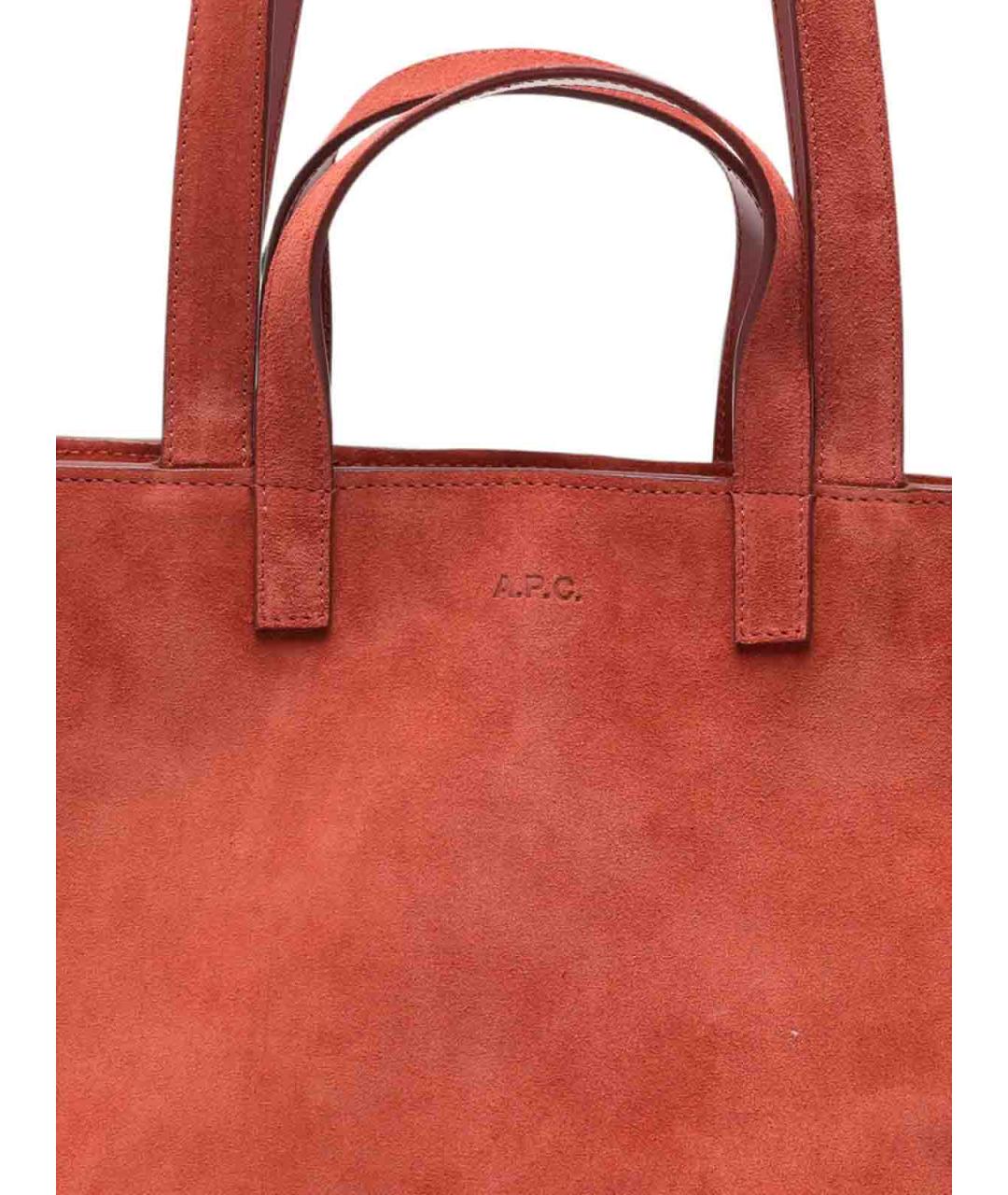 A.P.C. Оранжевая замшевая сумка тоут, фото 2