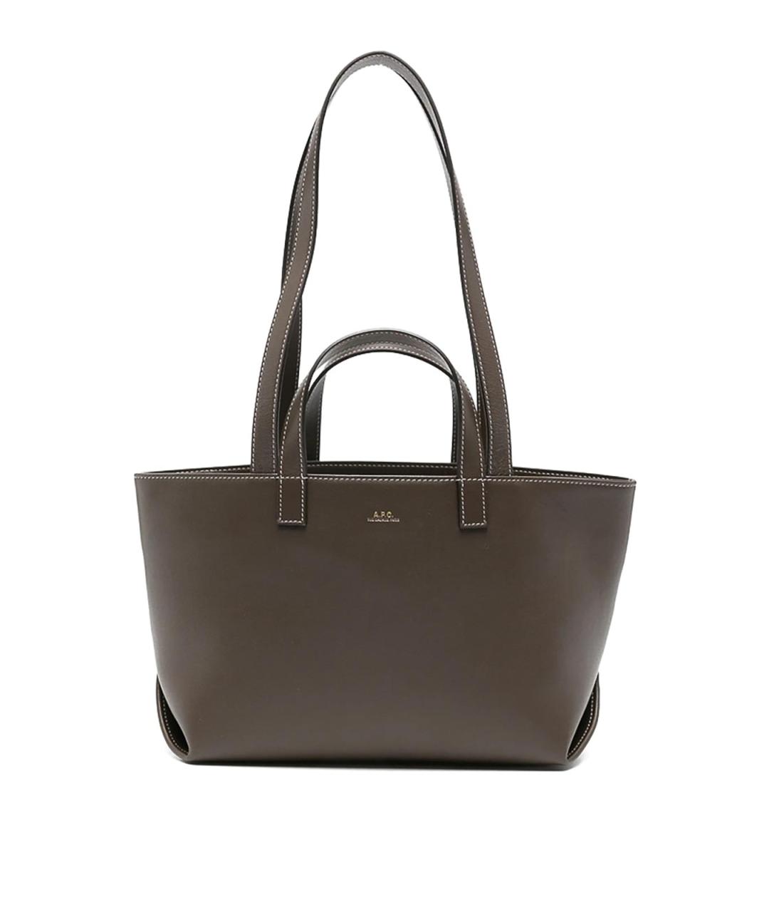 A.P.C. Коричневая кожаная сумка тоут, фото 1
