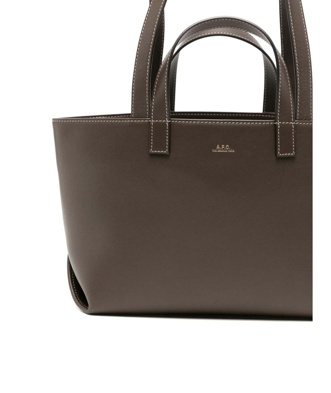 A.P.C. Коричневая кожаная сумка тоут, фото 2