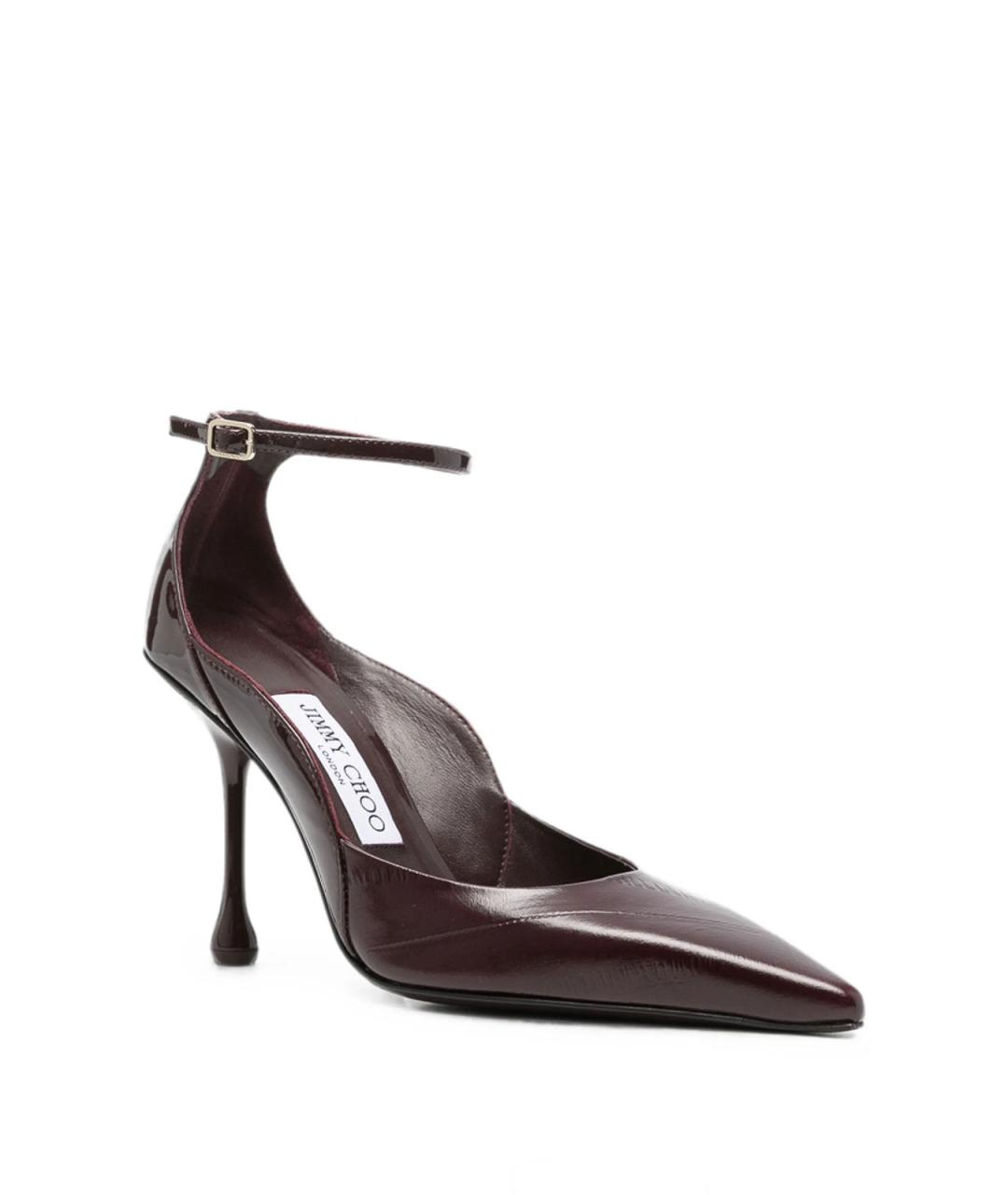 JIMMY CHOO Бордовые кожаные туфли, фото 4