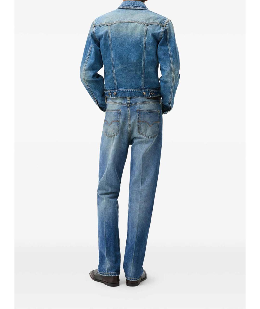 VERSACE Голубые хлопковые прямые джинсы, фото 4