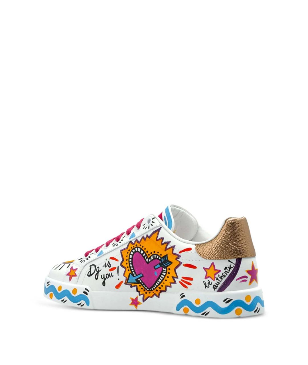 DOLCE&GABBANA Белые кожаные кроссовки, фото 5