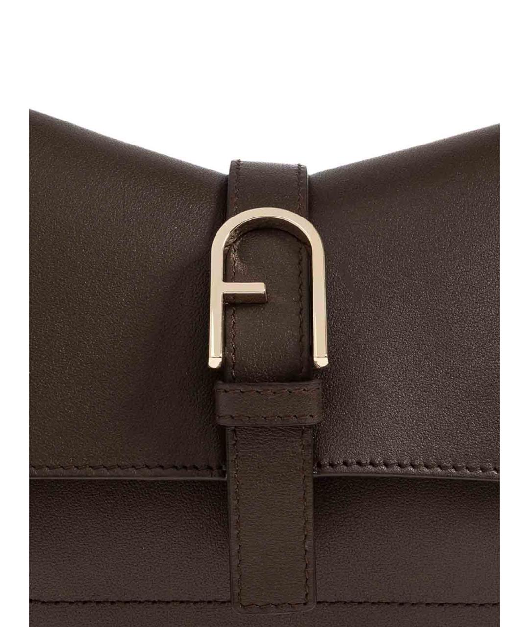 FURLA Коричневая кожаная сумка через плечо, фото 4