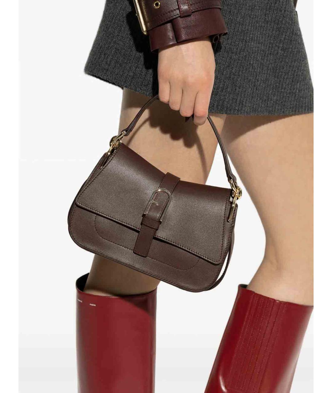 FURLA Коричневая кожаная сумка через плечо, фото 3