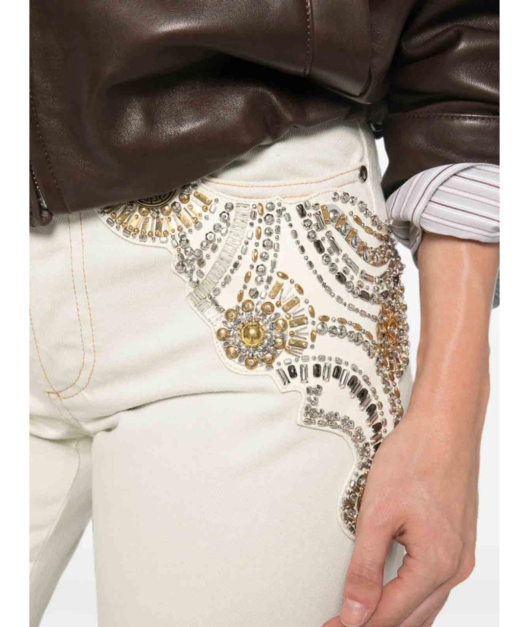 VERSACE Бежевые хлопковые прямые джинсы, фото 4