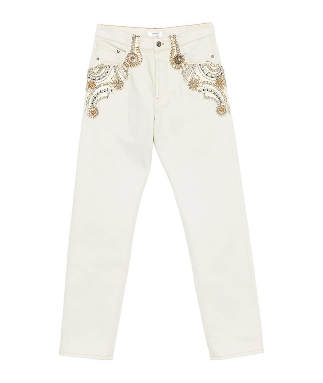 VERSACE Бежевые хлопковые прямые джинсы, фото 1