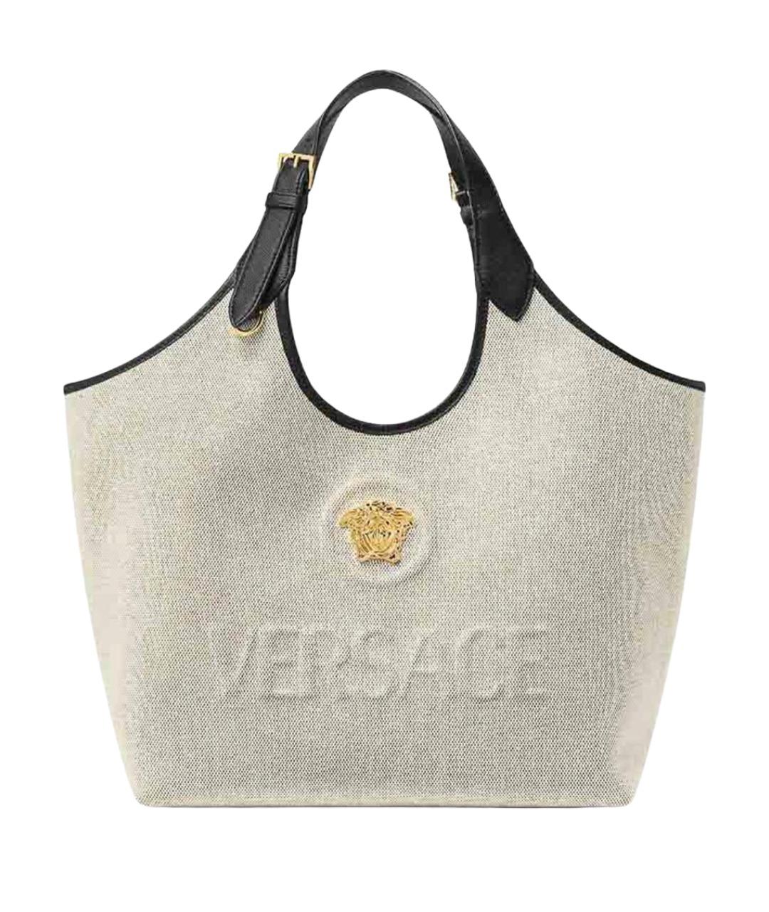 VERSACE Бежевая сумка тоут из канвы, фото 1