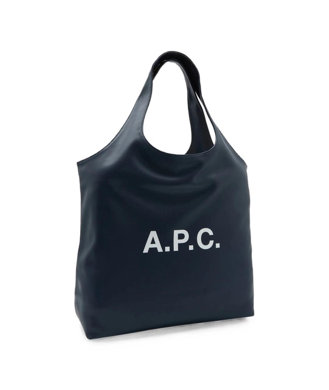 A.P.C. Темно-синяя сумка тоут из искусственной кожи, фото 4