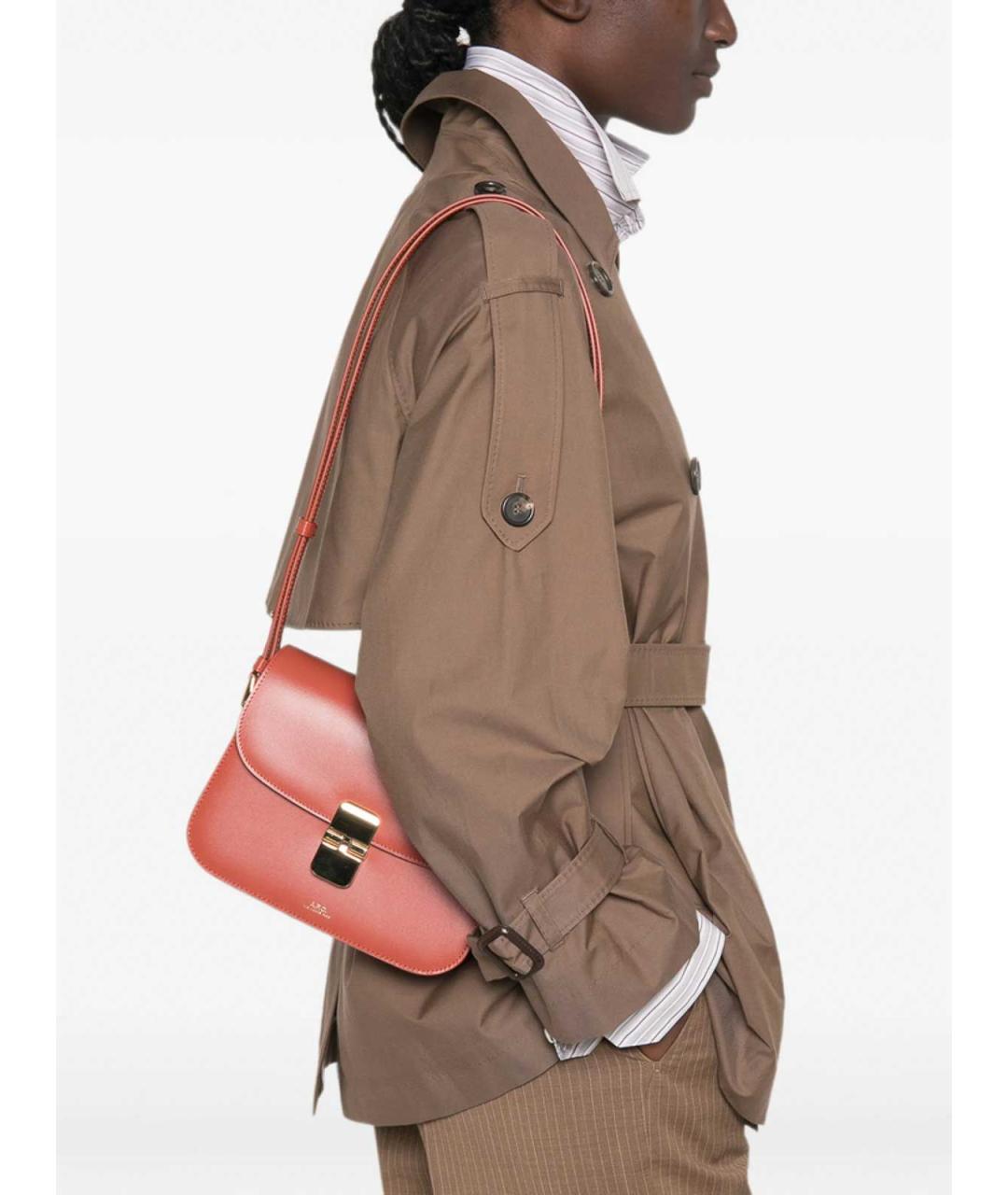 A.P.C. Оранжевая кожаная сумка через плечо, фото 5
