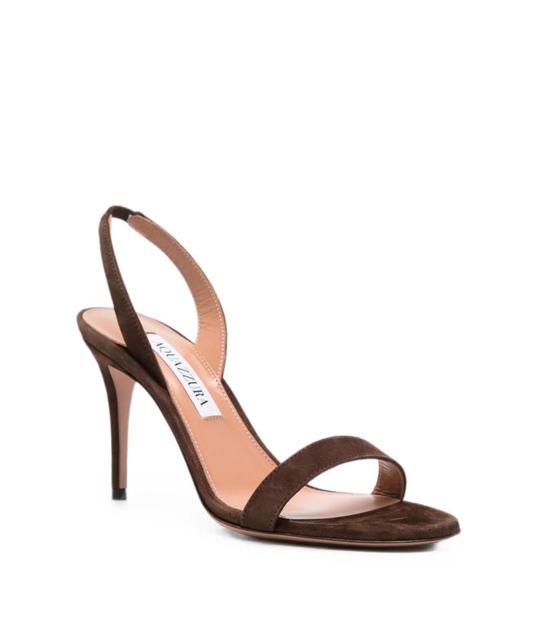 AQUAZZURA Коричневые замшевые босоножки, фото 2