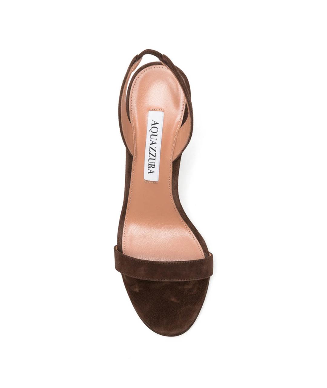 AQUAZZURA Коричневые замшевые босоножки, фото 4