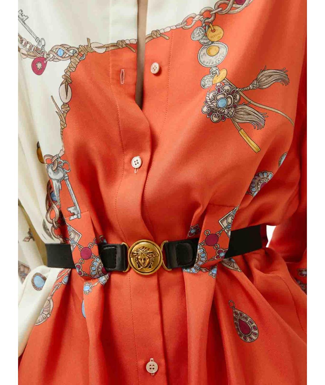 VERSACE Оранжевое шелковое коктейльное платье, фото 3