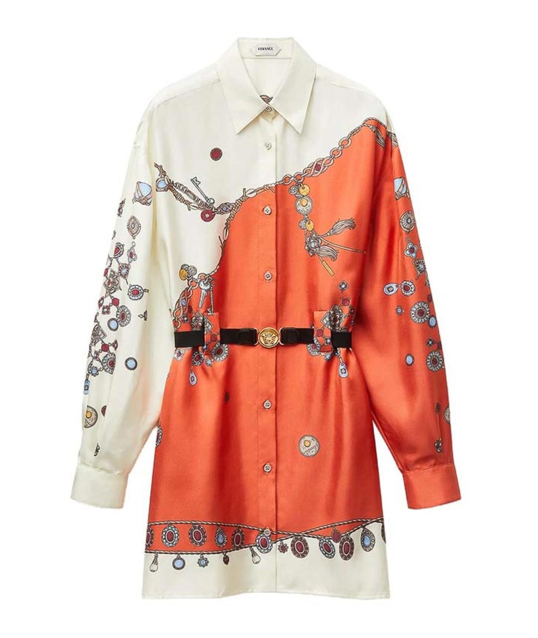 VERSACE Оранжевое шелковое коктейльное платье, фото 1