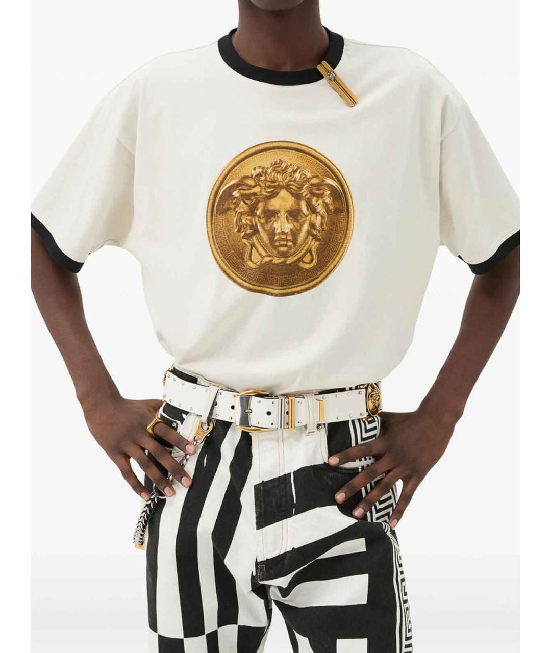 VERSACE Белая хлопковая футболка, фото 2