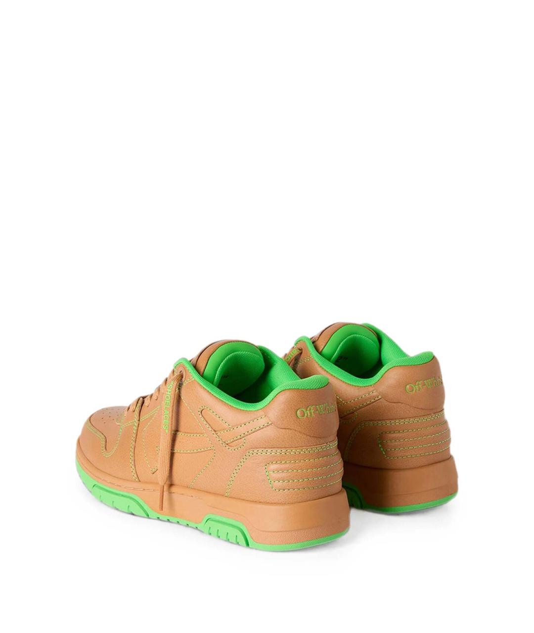 OFF-WHITE Бежевые кожаные низкие кроссовки / кеды, фото 2