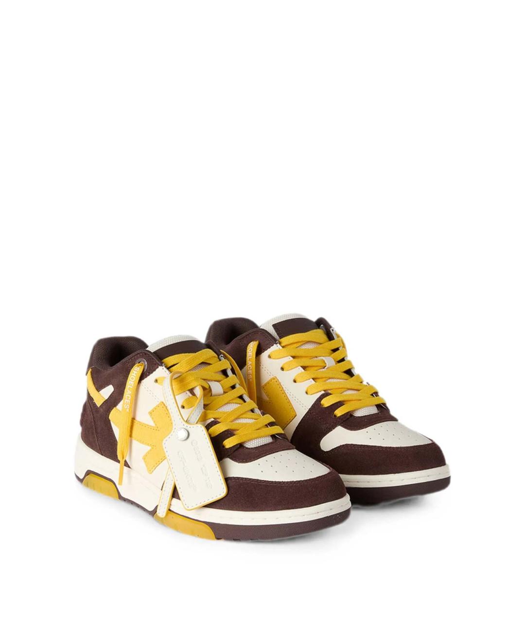OFF-WHITE Коричневые резиновые низкие кроссовки / кеды, фото 2