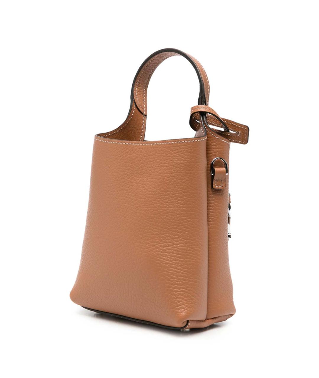 TOD'S Коричневая кожаная сумка с короткими ручками, фото 4