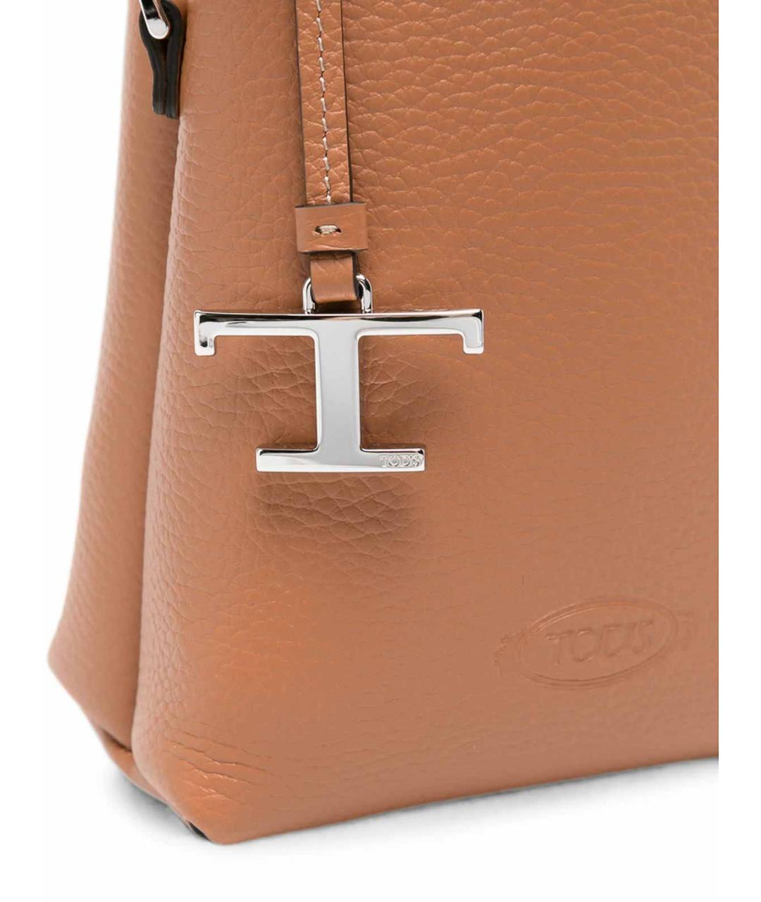 TOD'S Коричневая кожаная сумка с короткими ручками, фото 2