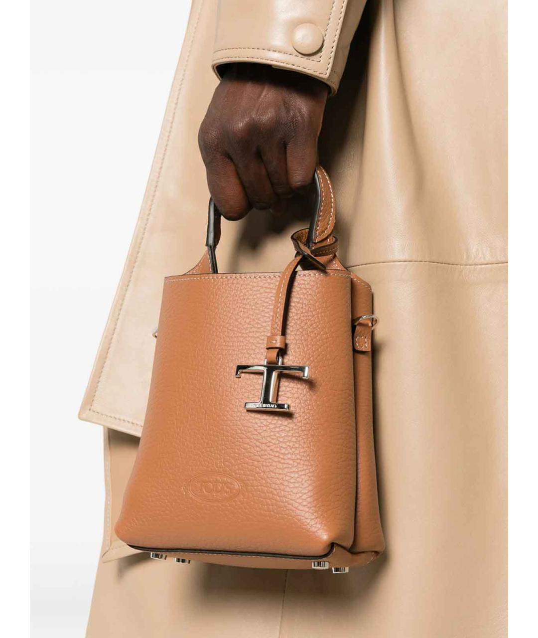 TOD'S Коричневая кожаная сумка с короткими ручками, фото 5