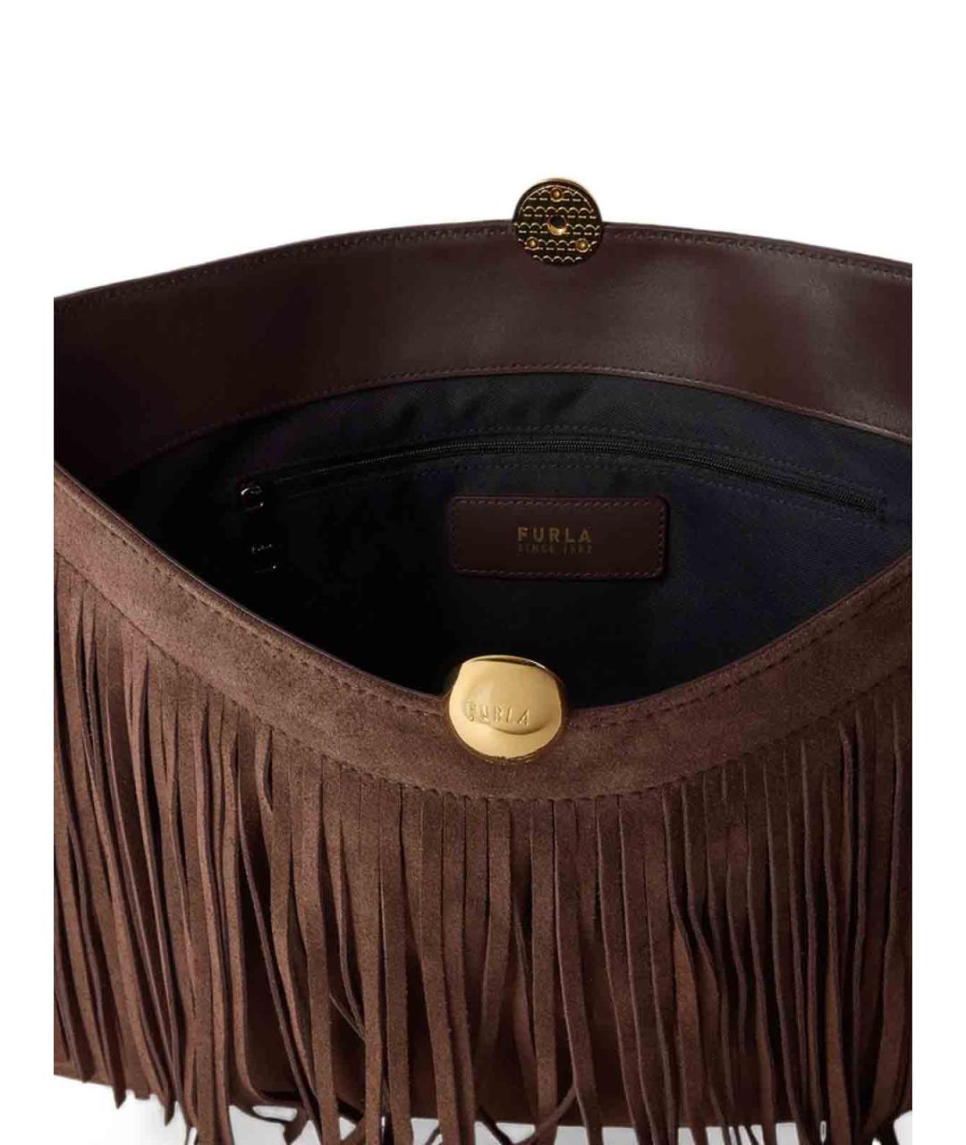 FURLA Коричневая замшевая сумка через плечо, фото 3