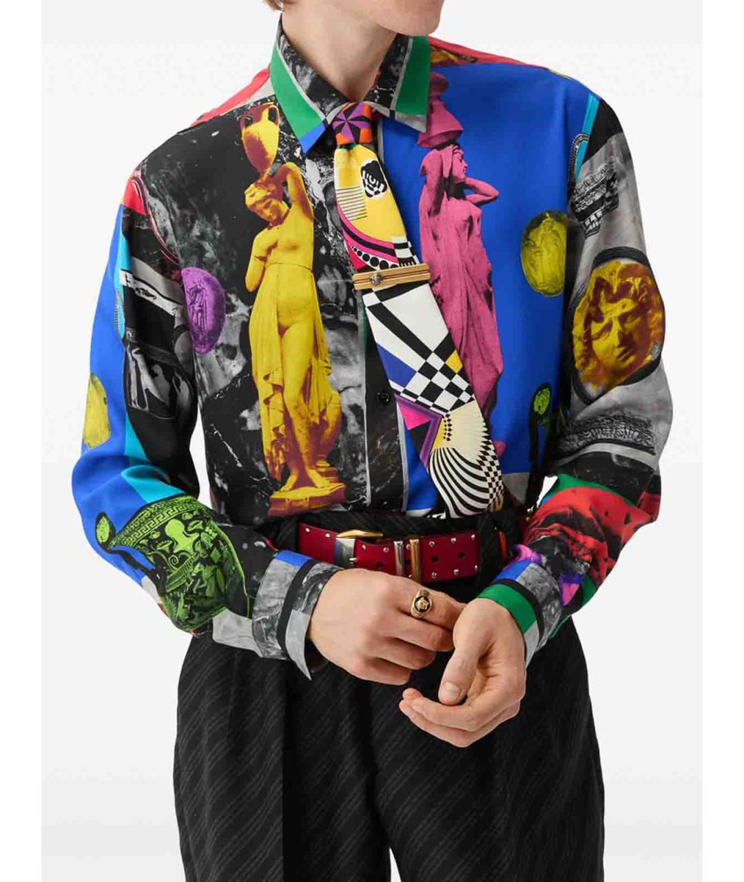 VERSACE Мульти шелковая кэжуал рубашка, фото 4