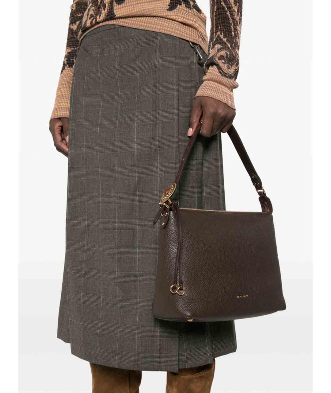ETRO Коричневая кожаная сумка через плечо, фото 3