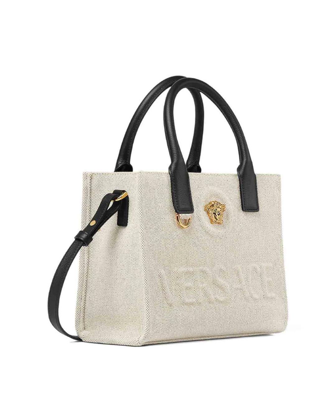 VERSACE Бежевая тканевая сумка тоут, фото 5