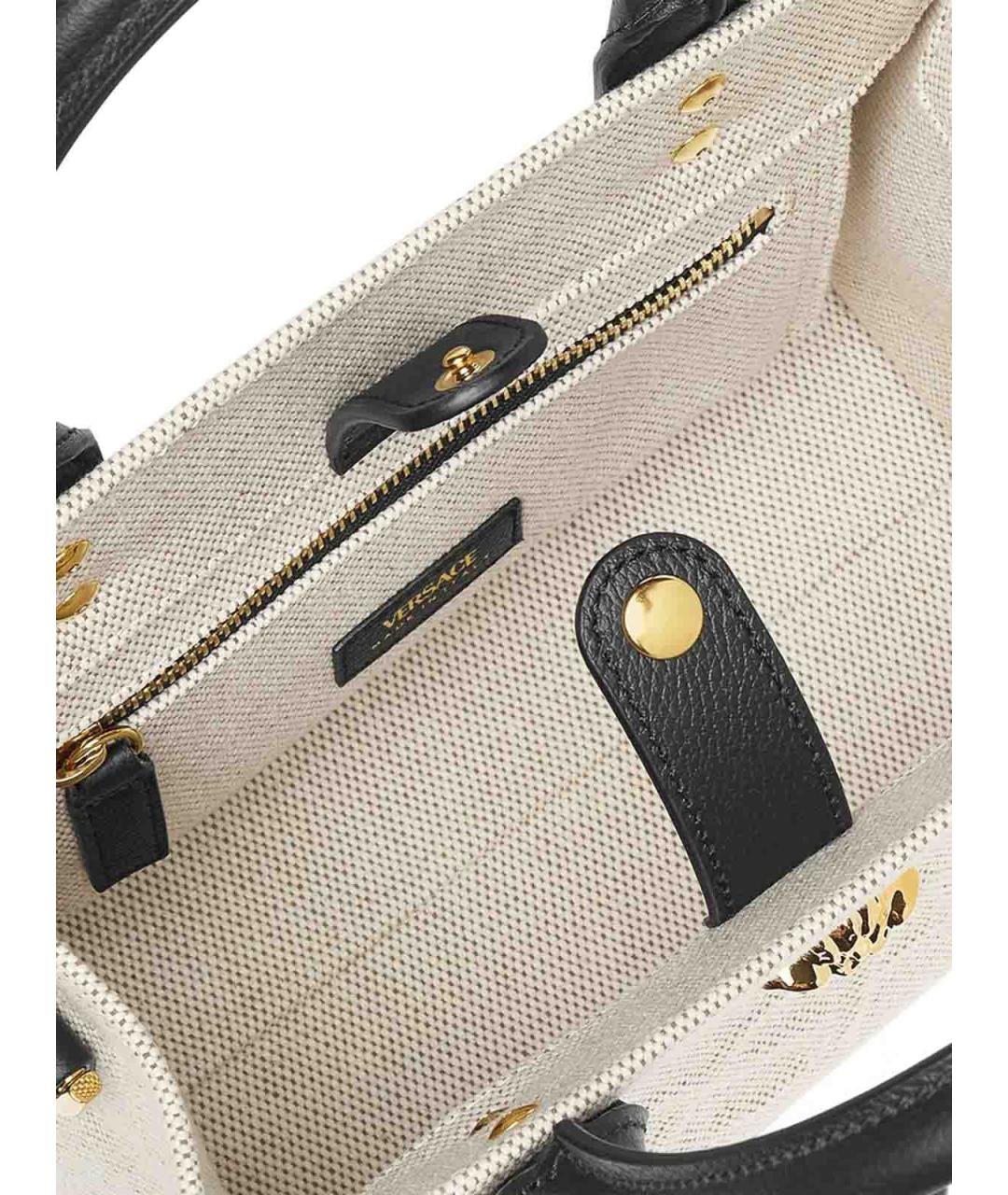 VERSACE Бежевая тканевая сумка тоут, фото 2