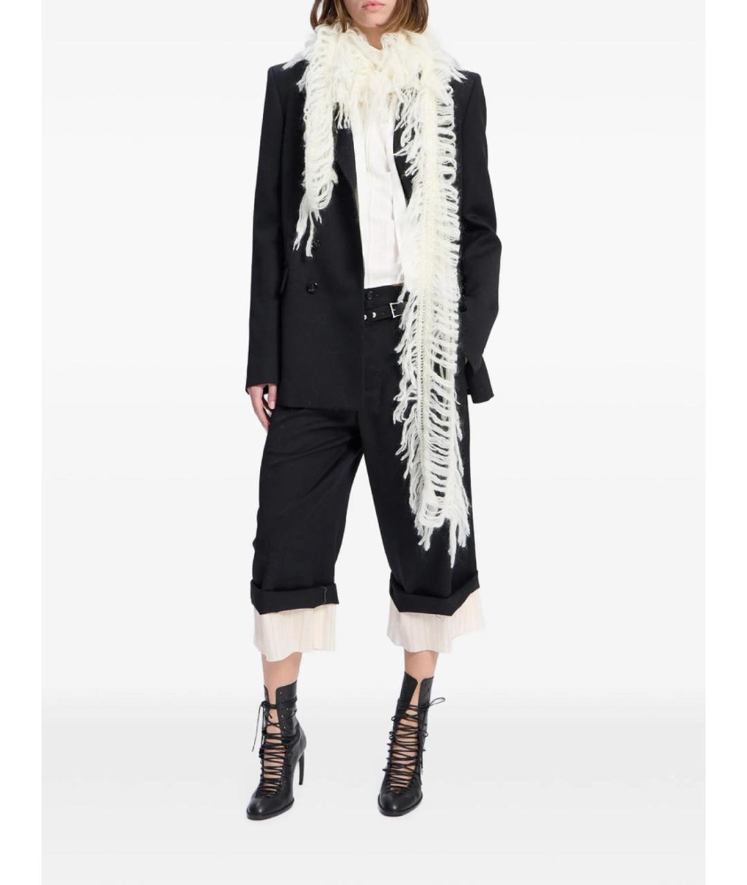 ANN DEMEULEMEESTER Белый шерстяной шарф, фото 3