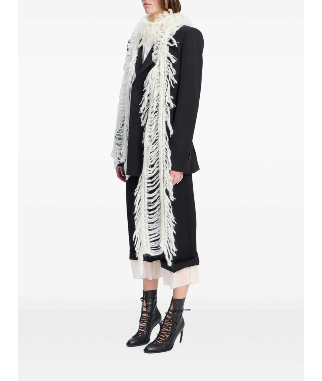 ANN DEMEULEMEESTER Белый шерстяной шарф, фото 2