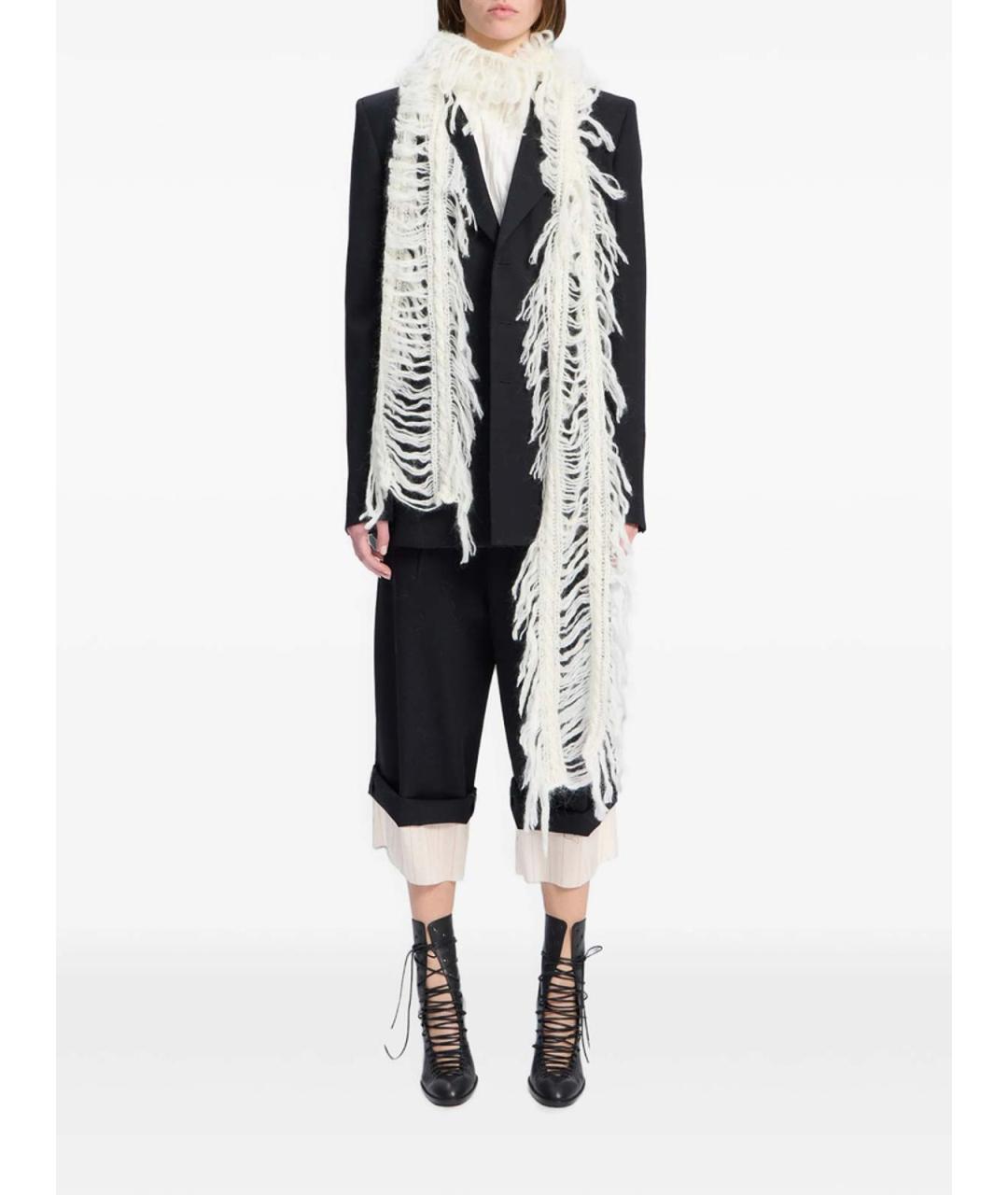 ANN DEMEULEMEESTER Белый шерстяной шарф, фото 4