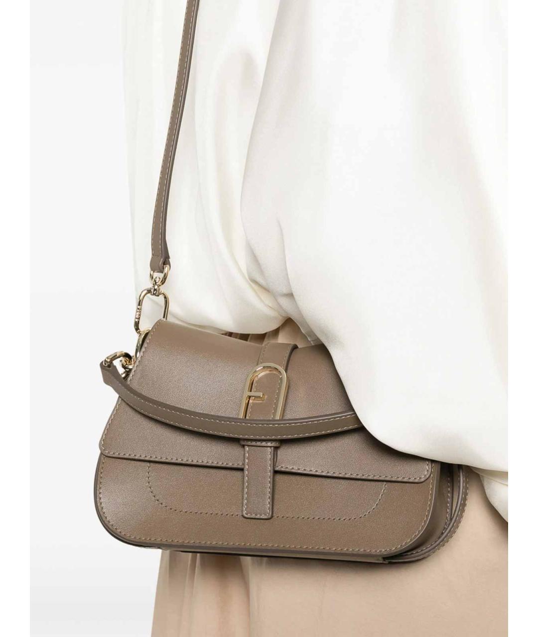 FURLA Коричневая кожаная сумка через плечо, фото 4
